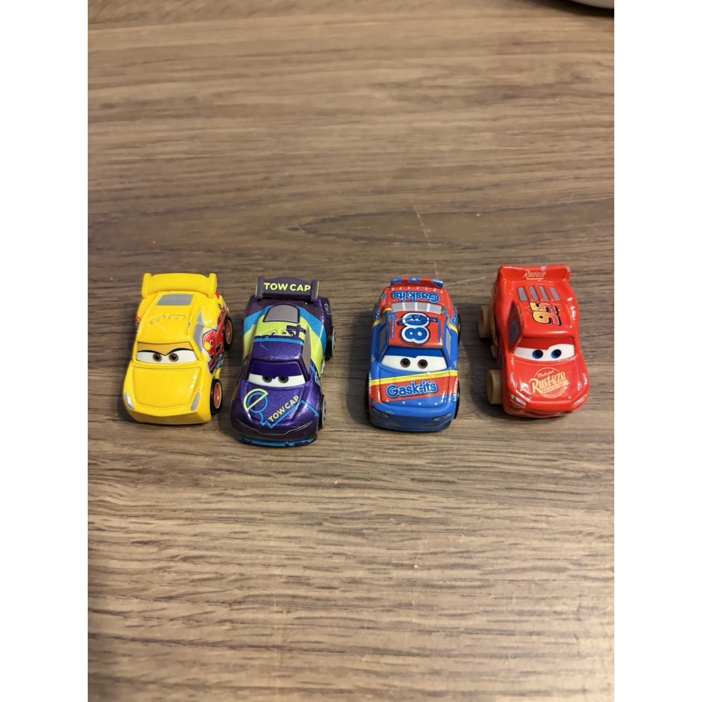Disney Pixar Cars Mini Racers Lot of 4 Diecast McQueen Tow Cap Gask-its Toy Cars